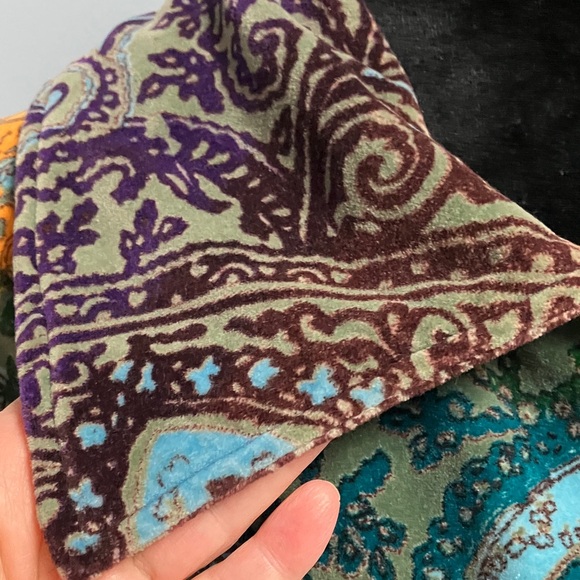 Pyramid Collection Multicolor Paisley Cotton Velvet  Size 14 Coat With Pockets - Picture 15 of 17